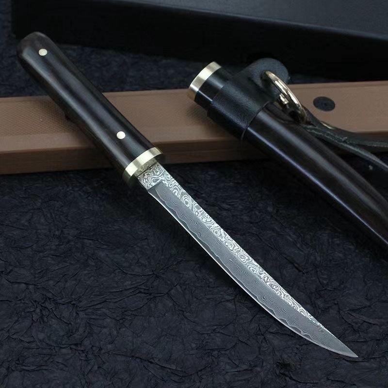 O1CN01iXF48h1j8sgtclAZa_2215366204504-0-cib.jpg Longlin Damascus steel knife, hardness and sharpness, outdoor straight knife outdoor knife product image