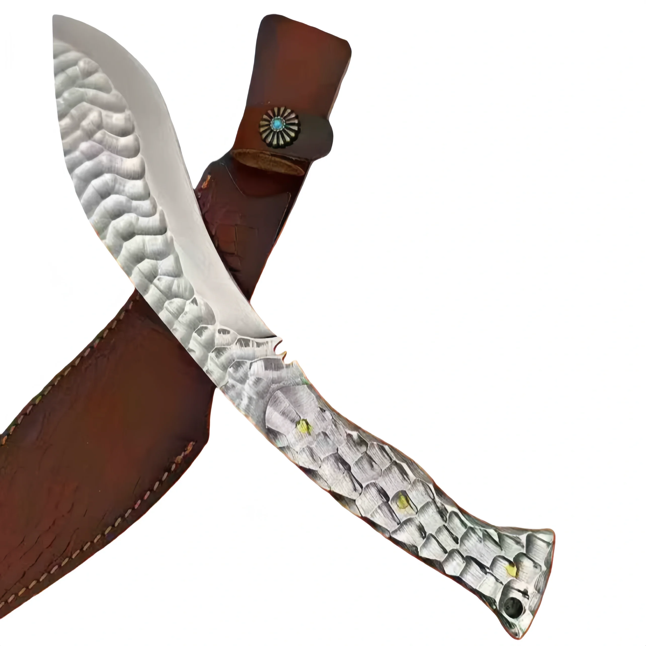 Handmade stone-patterned ice-soul cold moon kukri knife product image Handmade stone-patterned ice-soul cold moon kukri knife outdoor knife product image