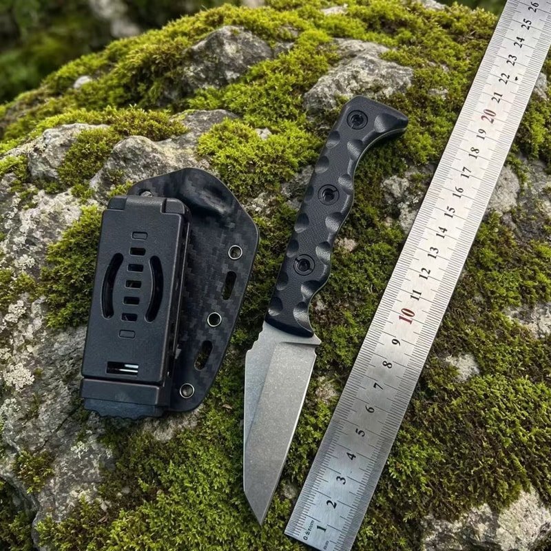 manual-clean-800-170.jpg Black Handle Outdoor Camping Fixed Blade Knife outdoor knife product image