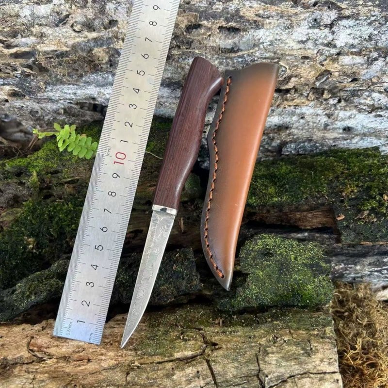 manual-clean-800-171.jpg Slim Wood Handle Outdoor Fixed Blade Knife with Sheath outdoor knife product image