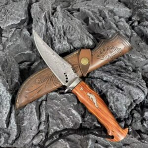 Wood Handle Outdoor Fixed Blade Knife with Sheath outdoor knife product image