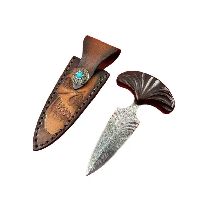 01-662edf792706.jpg Damascus Steel Push Dagger with Rosewood Handle
