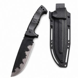 Camping outdoor survival knife portable knife high hardness straight knife sharp survival knife integrated keel high hardness tactical knife--Black-1