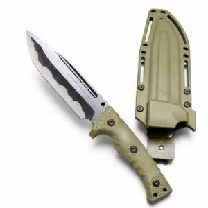 Camping outdoor survival knife portable knife high hardness straight knife sharp survival knife integrated keel high hardness tactical knife--Green-2