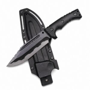 Camping outdoor survival knife portable knife high hardness straight knife sharp survival knife integrated keel high hardness tactical knife--Blcak-2