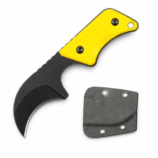 19459-main-white-clean.jpg Neck Knife G10 handle with kydex sheath EDC tool -Yellow
