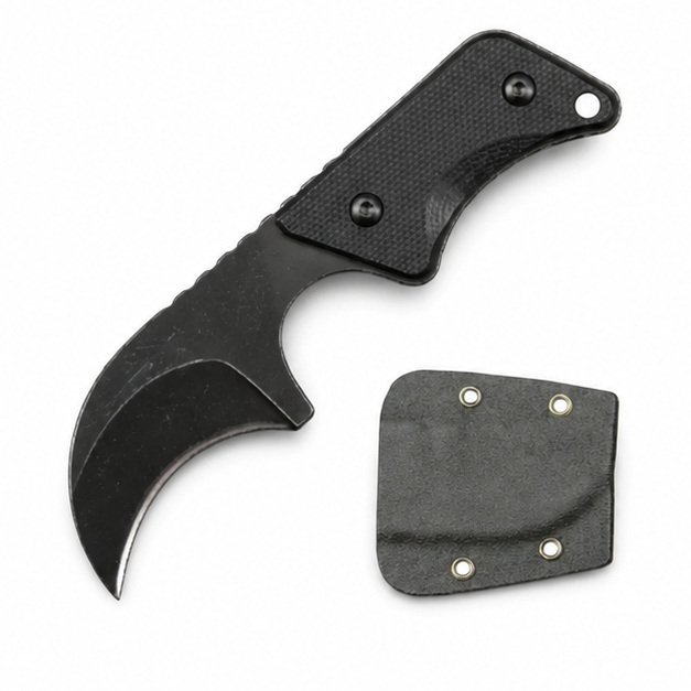19460-main-white-clean.jpg Neck Knife G10 handle with kydex sheath EDC tool -Black