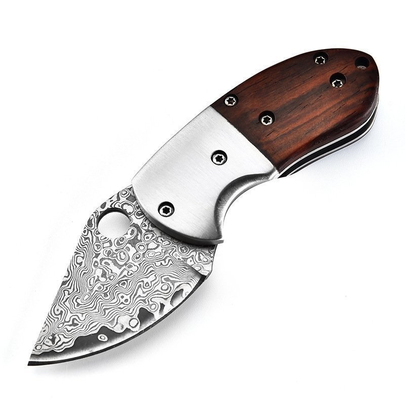 20003-main-white-clean.jpg Mini Mantis Knife Damascus Steel Folding Knife Wooden Handle Pocket Knife Portable Unboxing