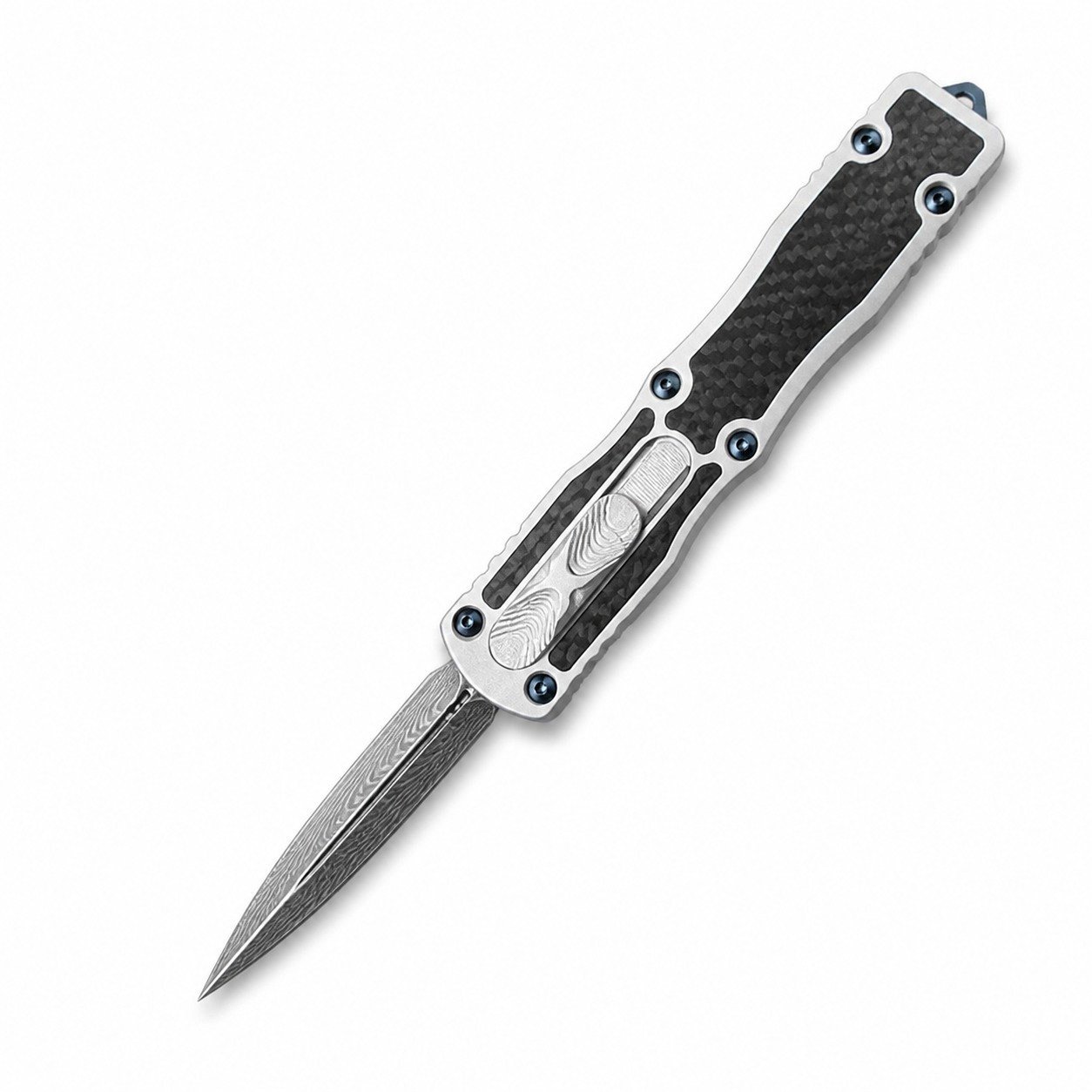 46056-main-white-clean.jpg Microtech Dirac Damascus Carbon-Fiber Handle OTF Knife