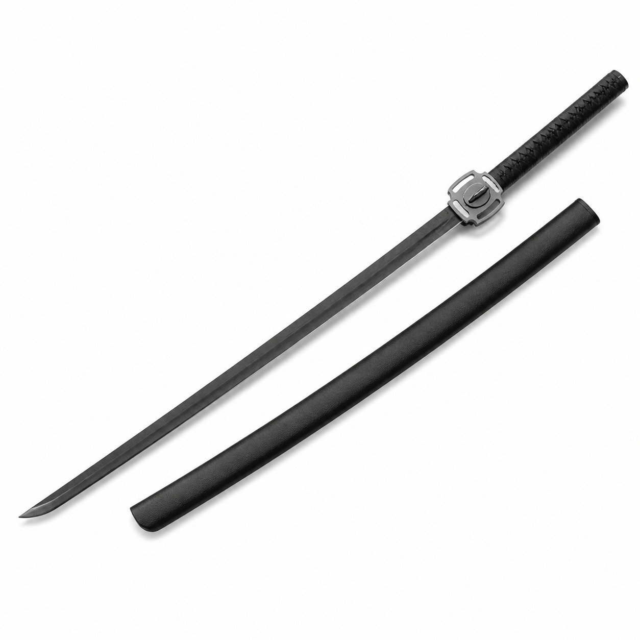 48449-main-white-clean.jpg Tactical Titanium-plated Black Samurai With A K Scabbard Fixed Blade Knife