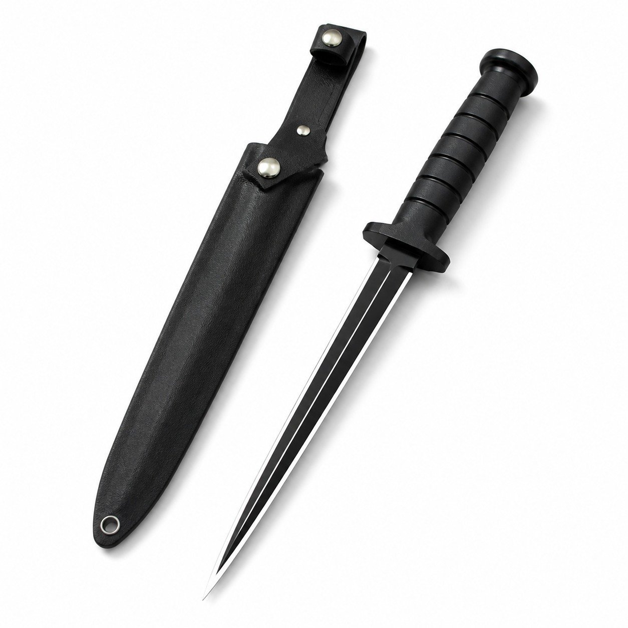 48932-main-white-clean.jpg Classic Black Triangular Version Fixed Blade Knife