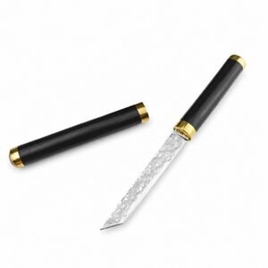 (D89) The Magical Medicine Brush Is A Great Damascus Fixed Blade Knife